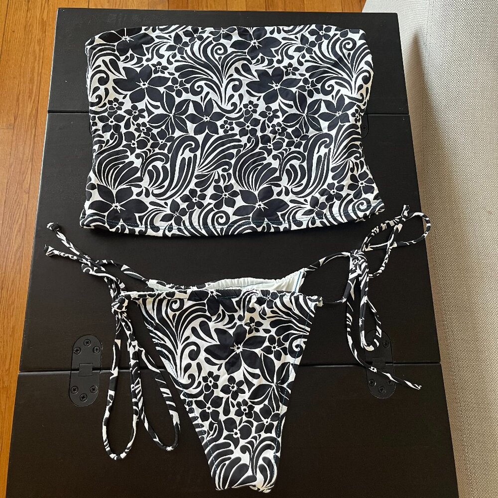 Peace Floral Strapless Bikini Top and Bottom